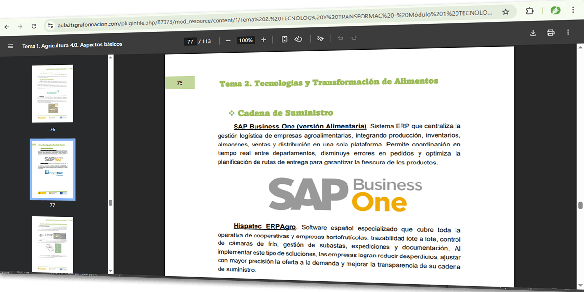 Curso Digitalización el la Industria Alimentaria