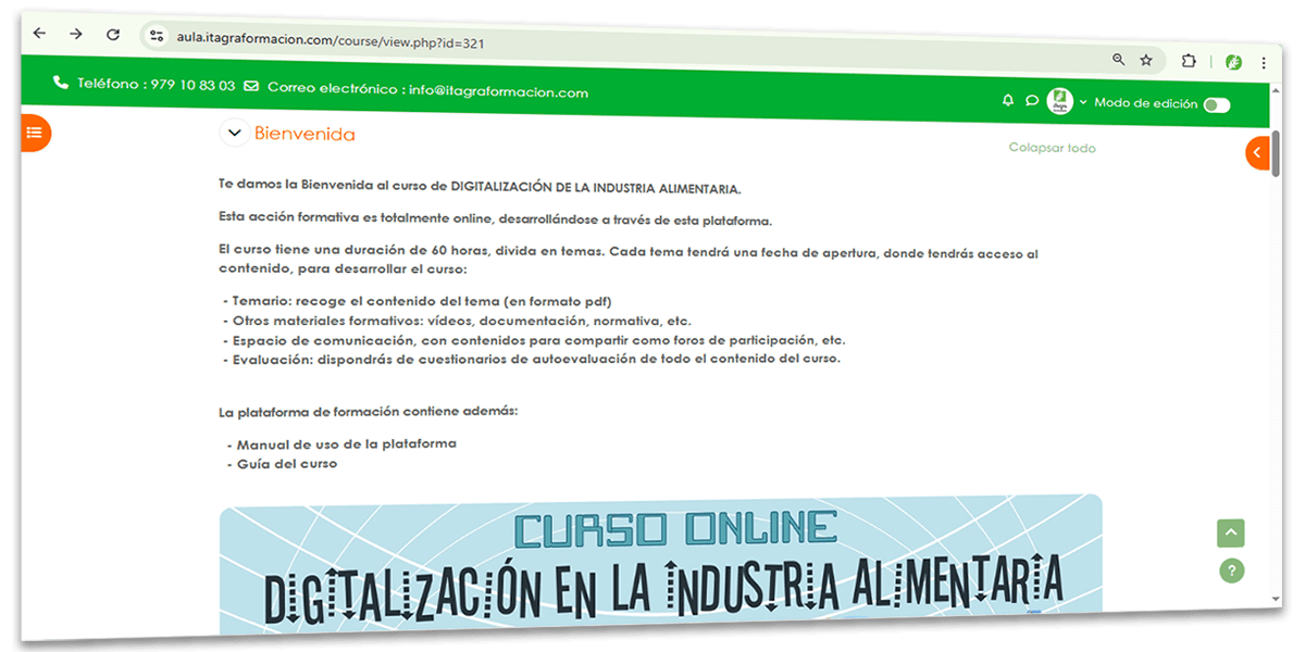 Curso Digitalización el la Industria Alimentaria